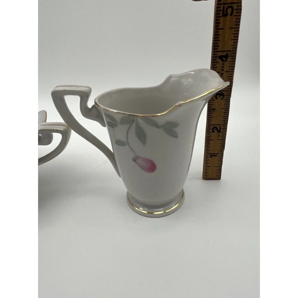 Noritake Azalea Hand Painted Porcelain Creamer & Sugar Set Gold Trim 19322